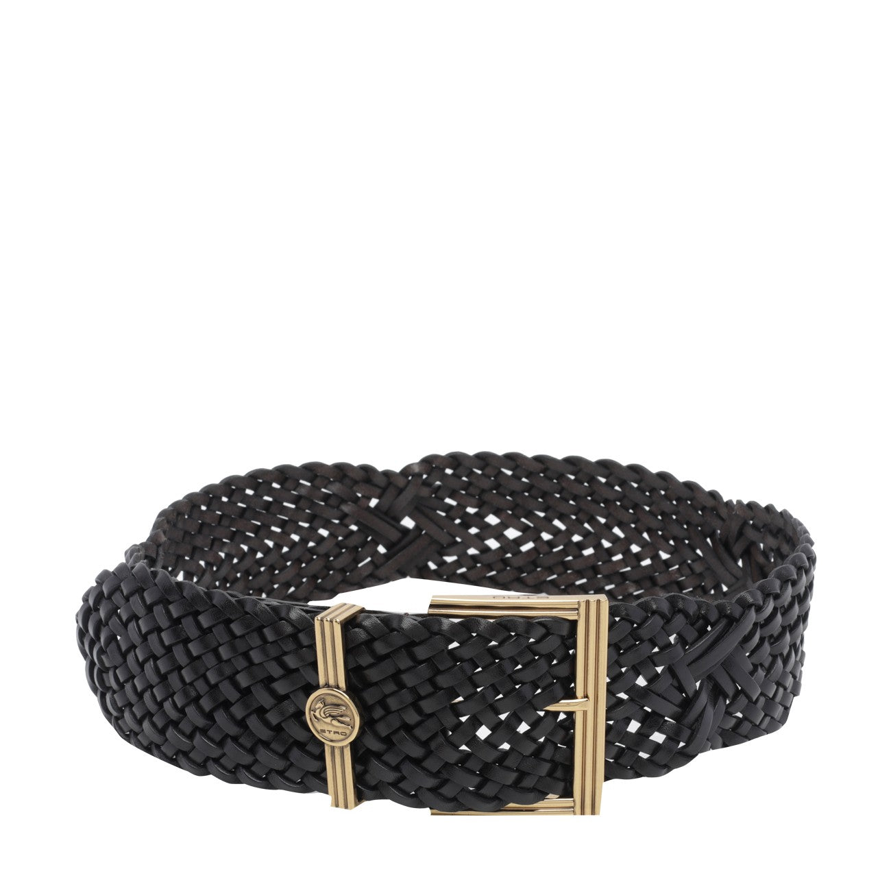 Etro Women Woven Leather With Coin Buckle Belt ETRO