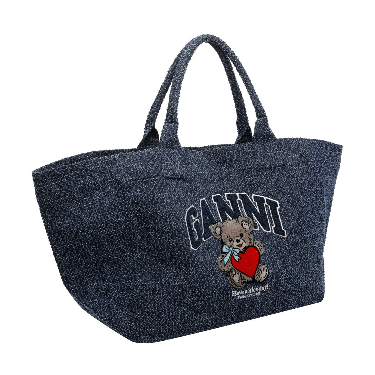 Ganni Women Xxl Bear Tweed Denim Shopper Bag GANNI