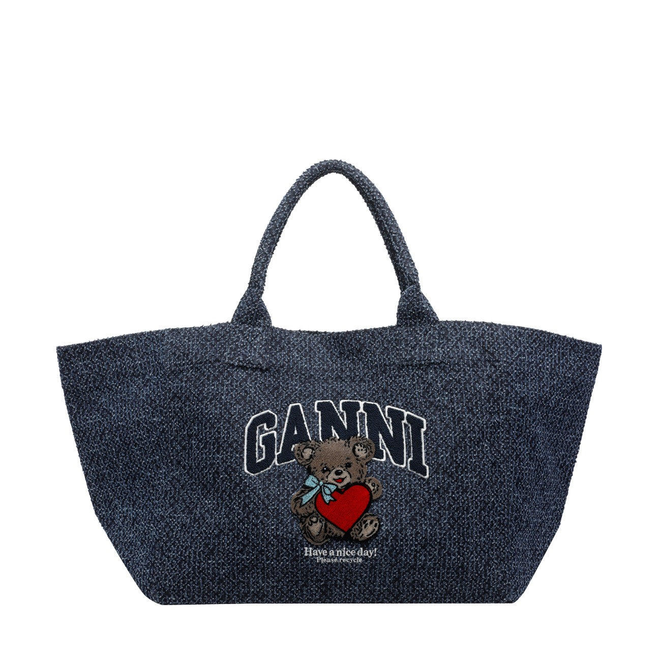 Ganni Women Xxl Bear Tweed Denim Shopper Bag GANNI