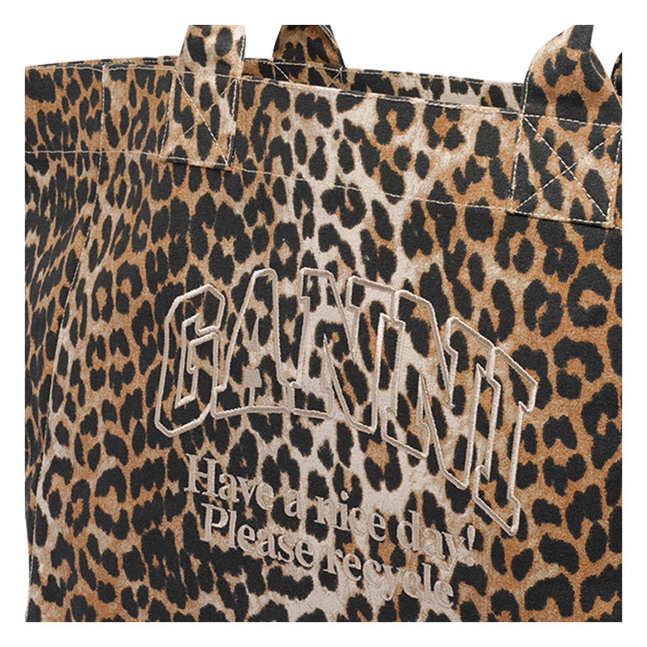 Ganni Women Xxl Leopard Logo Tote Bag GANNI