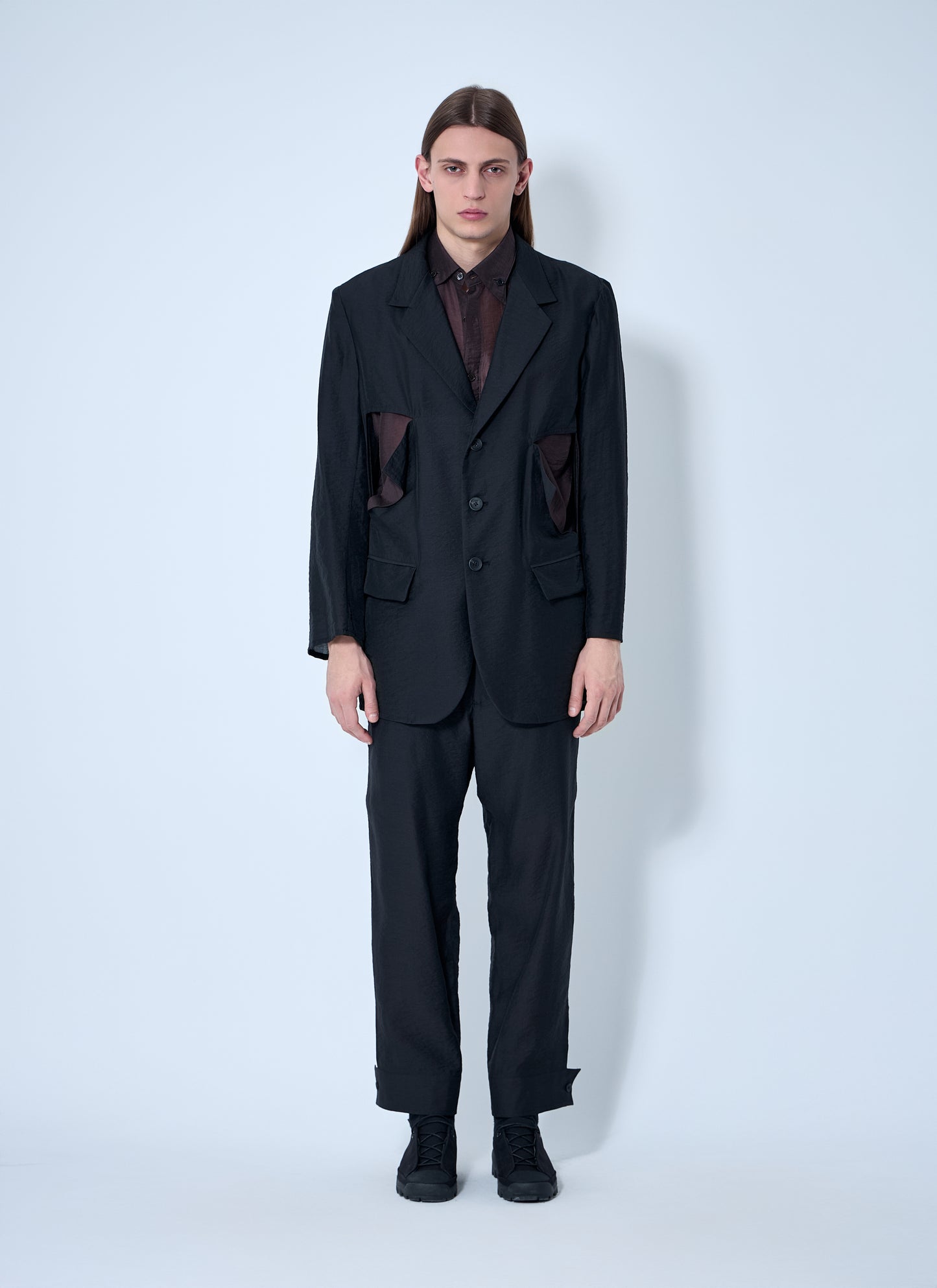 Yohji Yamamoto Men Cut-Off Single-Breasted Blazer YOHJI YAMAMOTO
