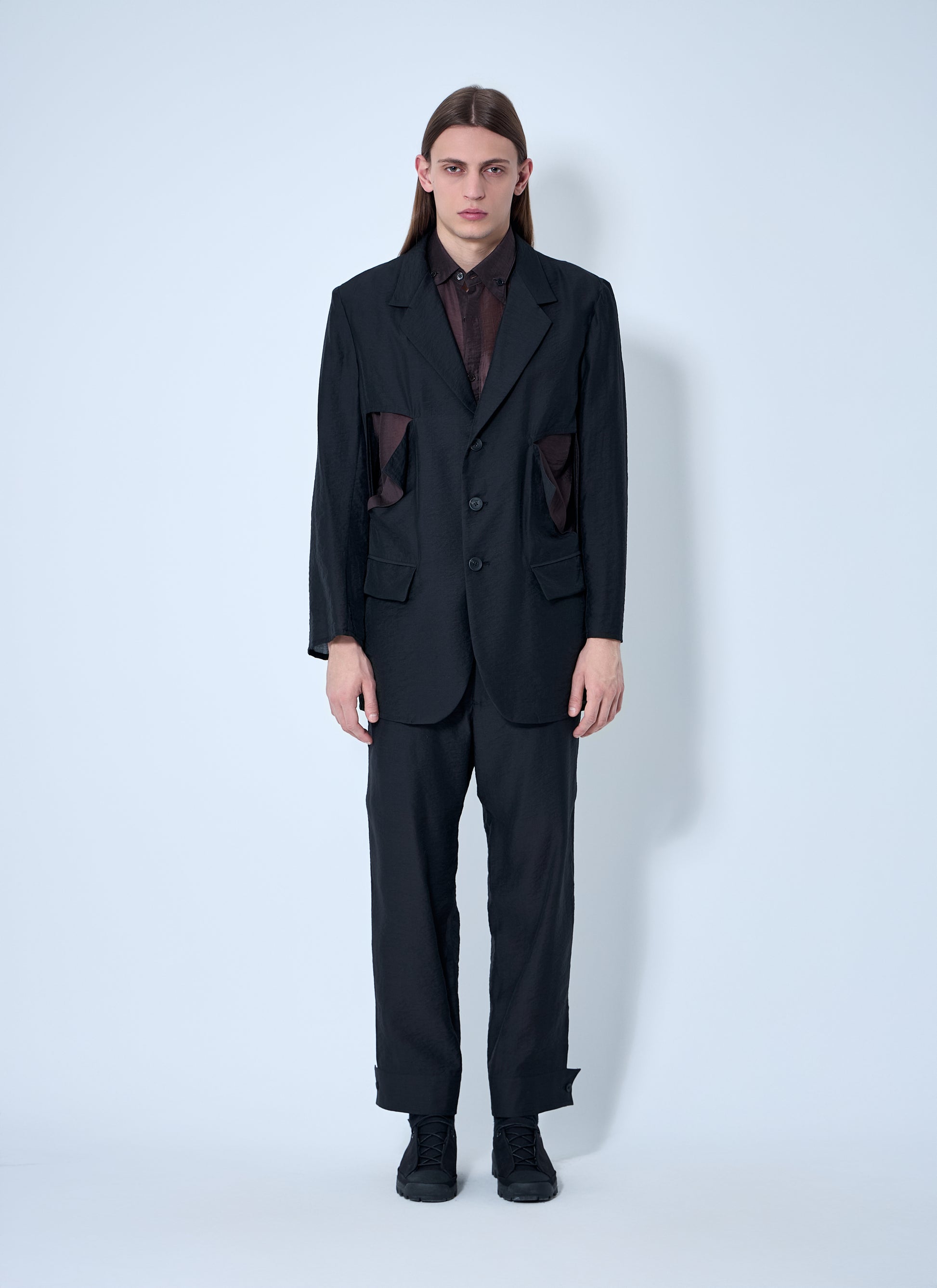 Yohji Yamamoto Men Cut-Off Single-Breasted Blazer YOHJI YAMAMOTO