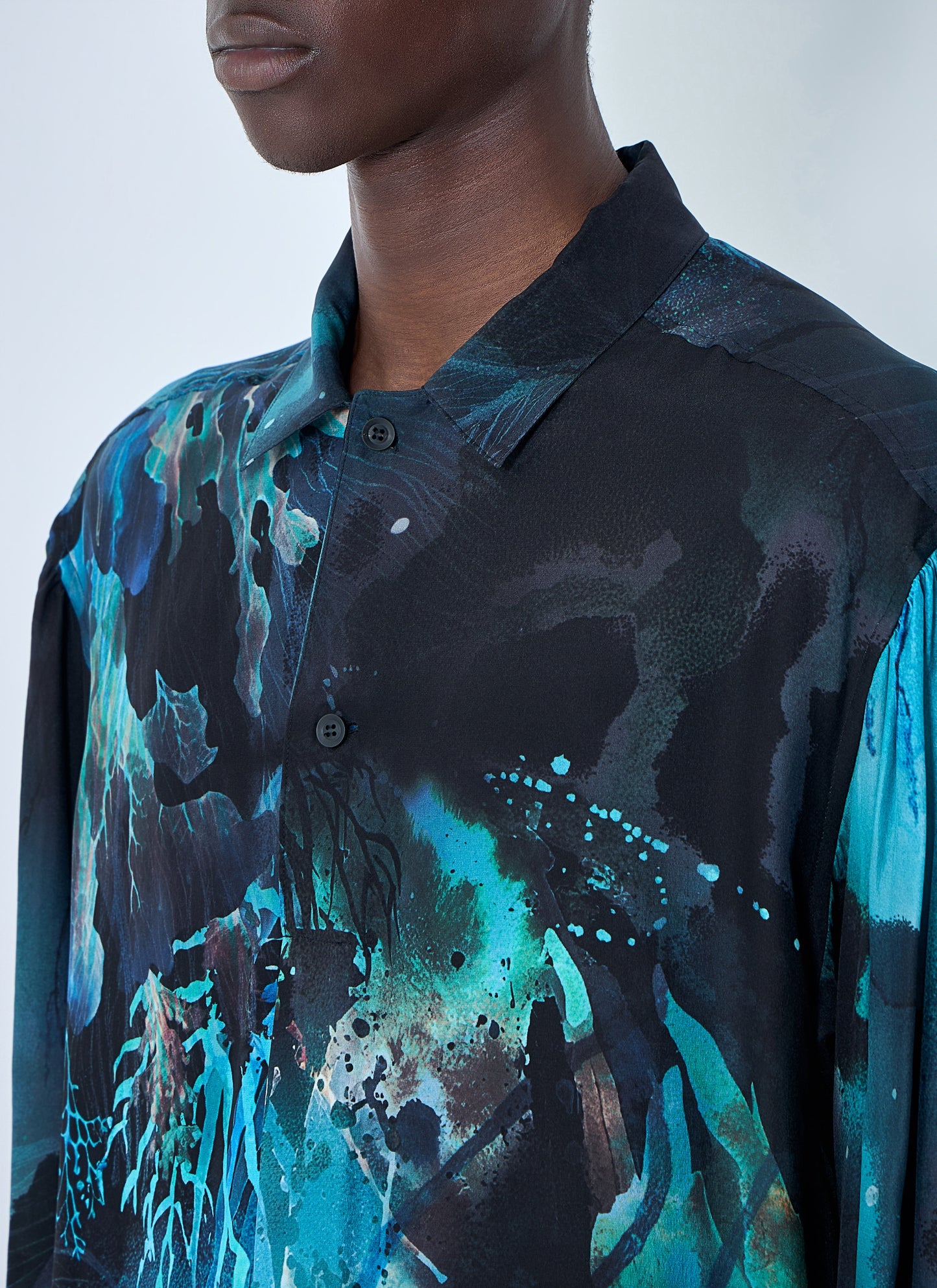 Yohji Yamamoto Men Sea Prink Silk Shirt YOHJI YAMAMOTO