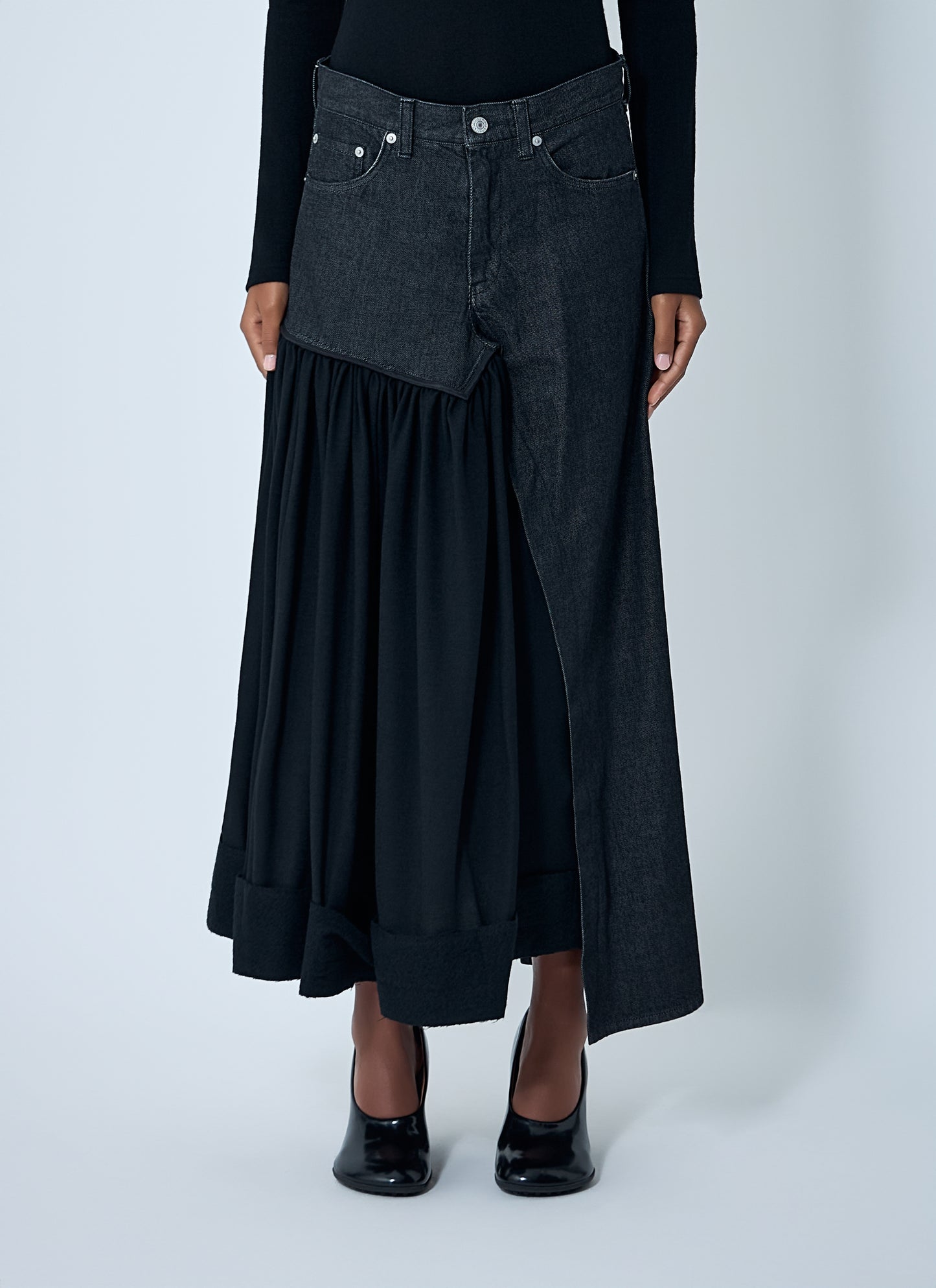 Yohji Yamamoto Women Cut-Off Combination Midi Skirt YOHJI YAMAMOTO
