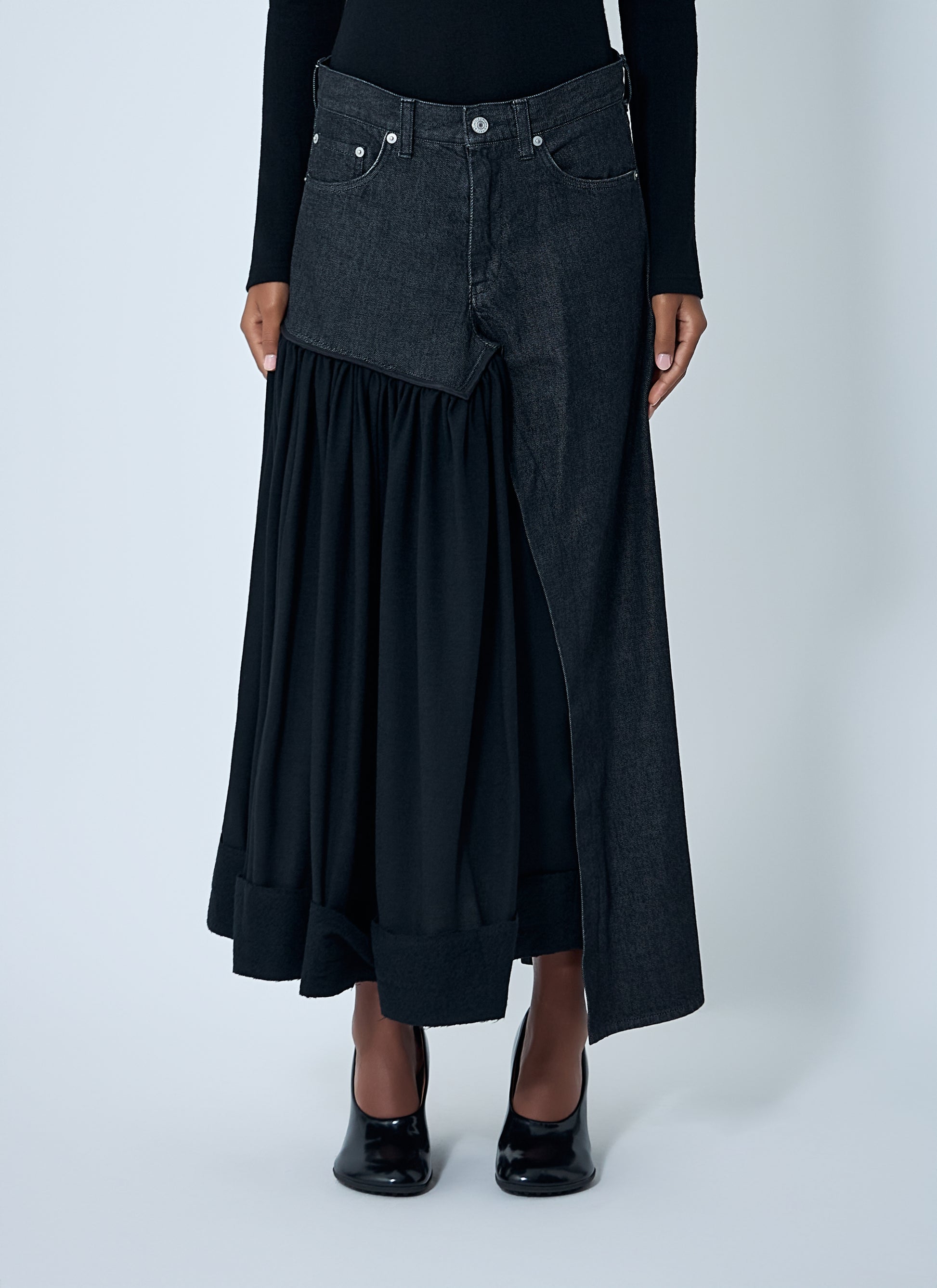 Yohji Yamamoto Women Cut-Off Combination Midi Skirt YOHJI YAMAMOTO