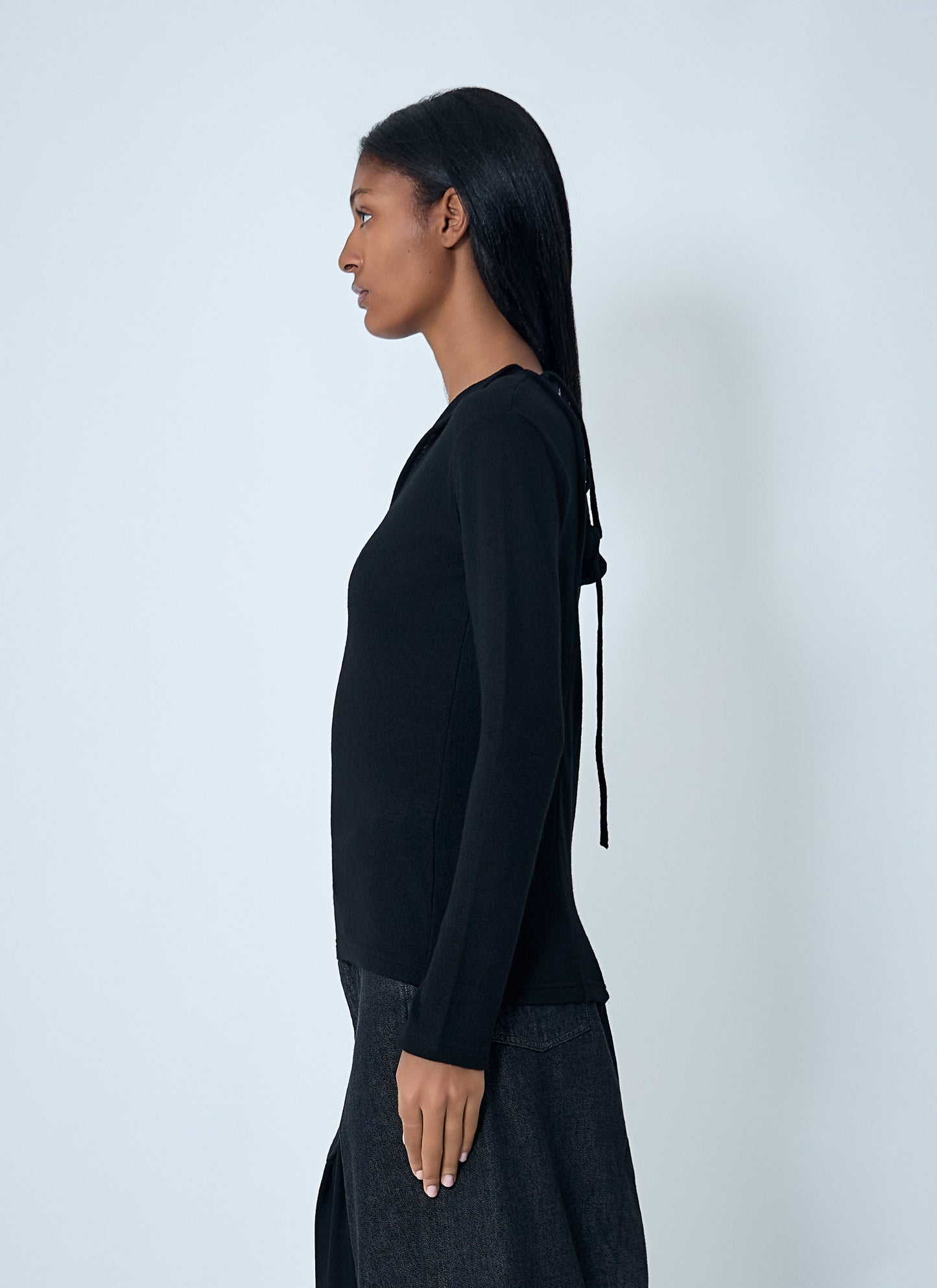 Yohji Yamamoto Women Lace-Up Wool Sweater YOHJI YAMAMOTO