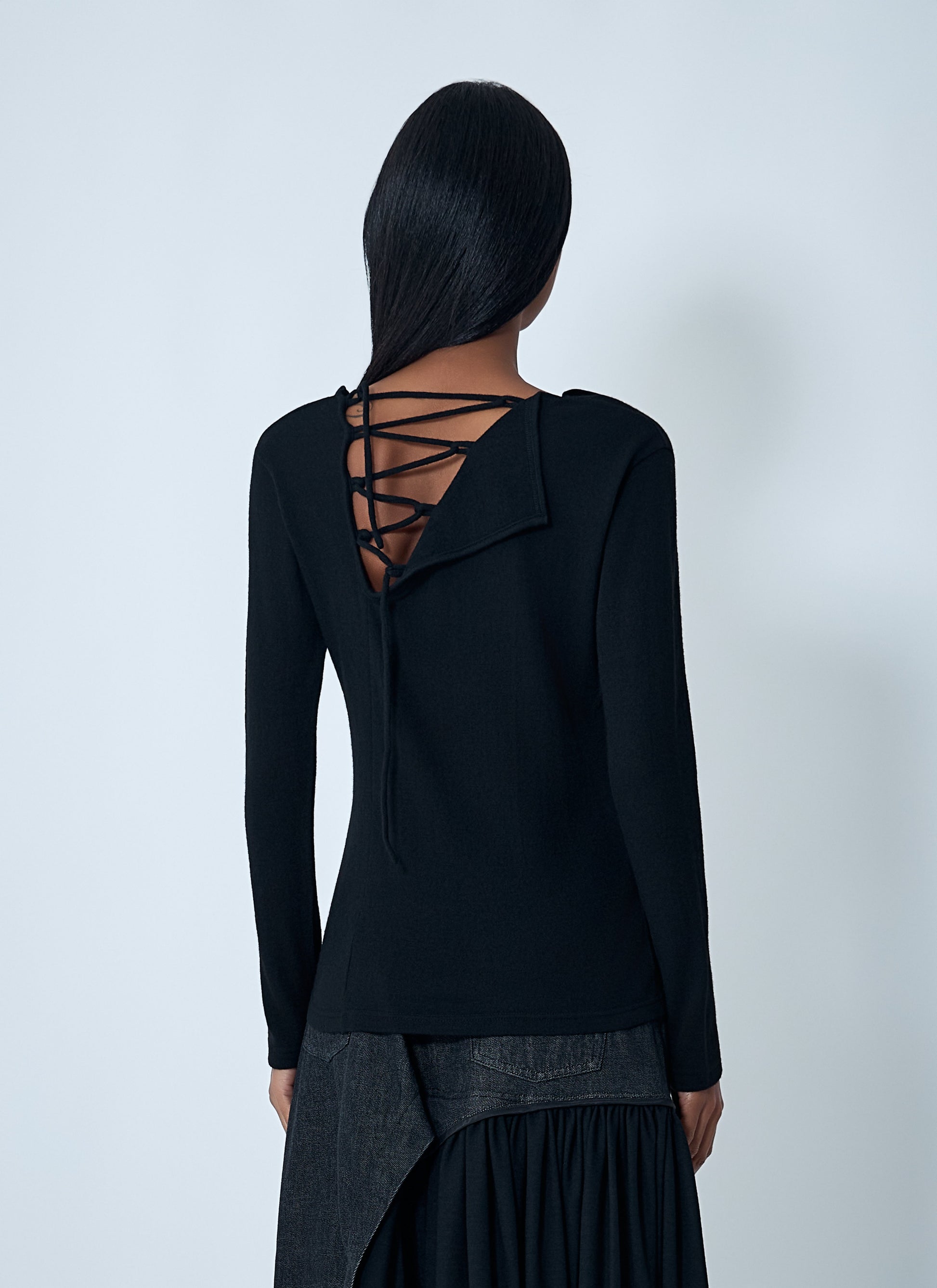 Yohji Yamamoto Women Lace-Up Wool Sweater YOHJI YAMAMOTO