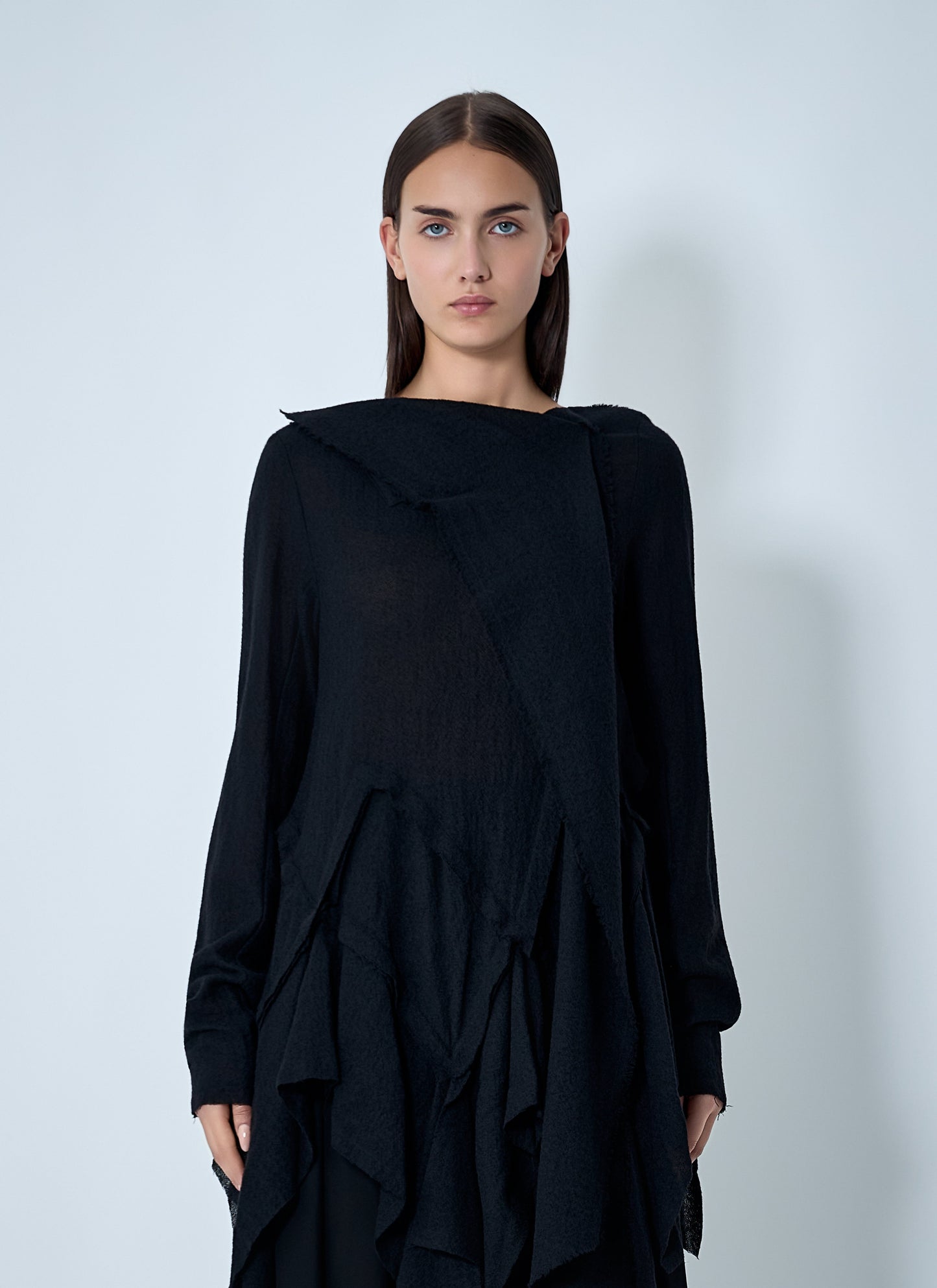 Yohji Yamamoto Women Gauzed Frilled Blouse YOHJI YAMAMOTO
