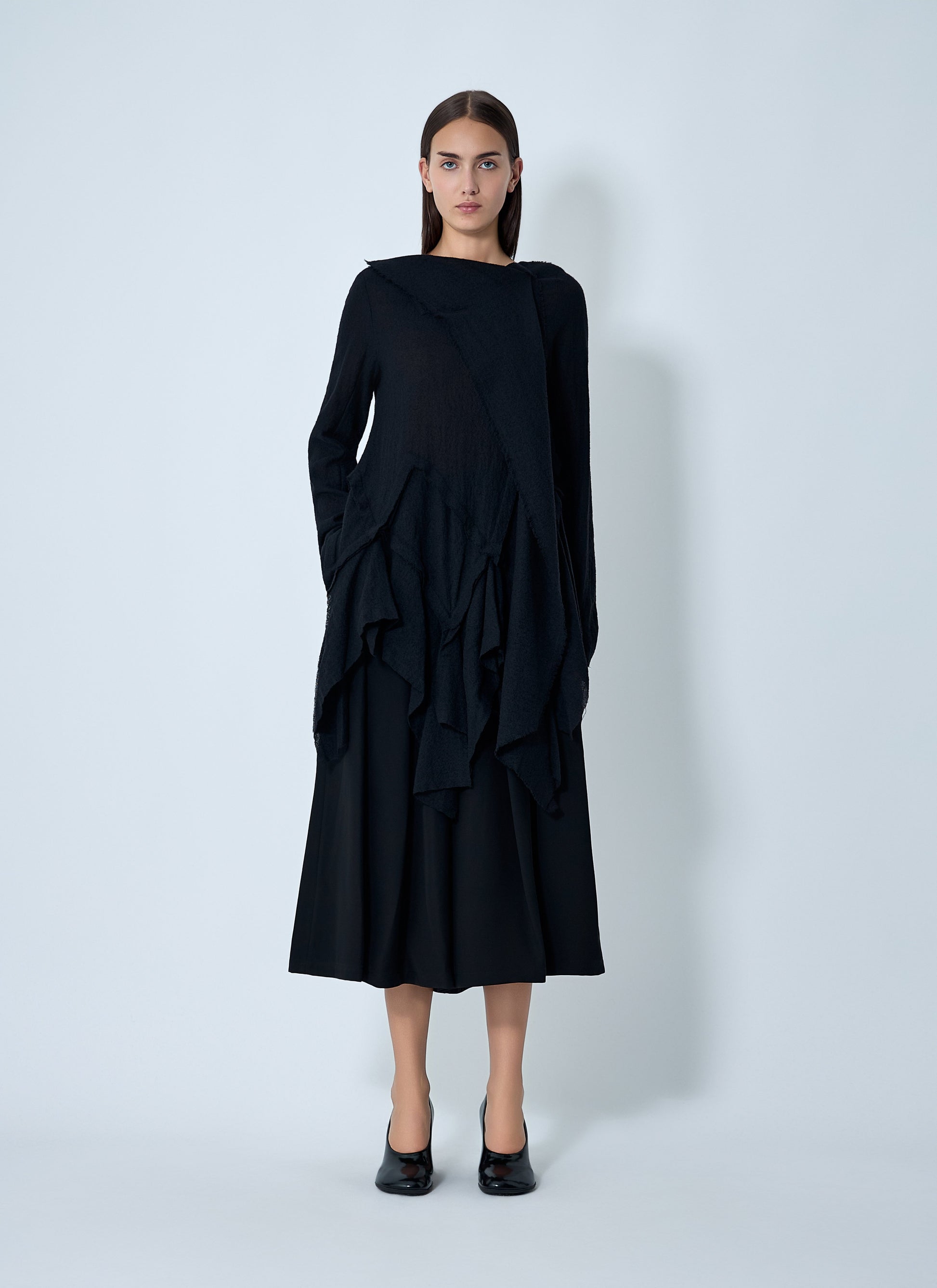 Yohji Yamamoto Women Gauzed Frilled Blouse YOHJI YAMAMOTO