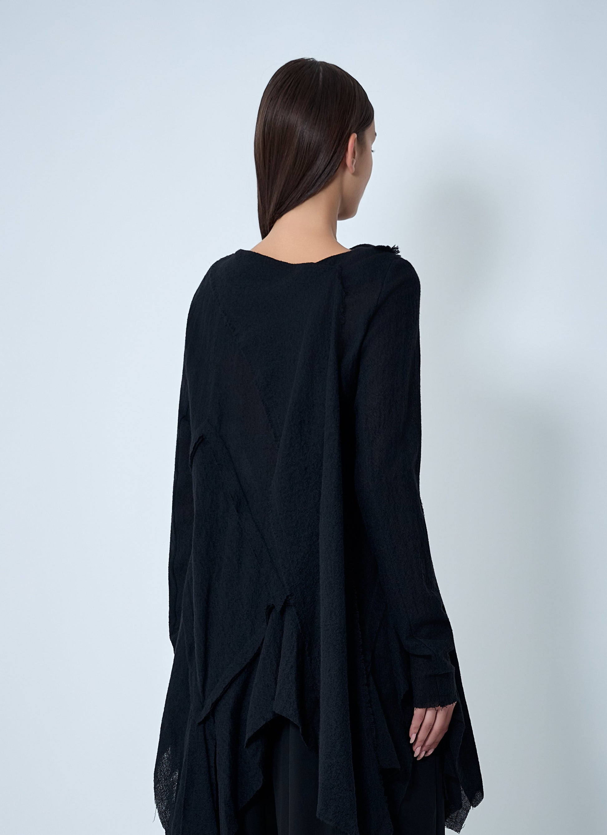 Yohji Yamamoto Women Gauzed Frilled Blouse YOHJI YAMAMOTO