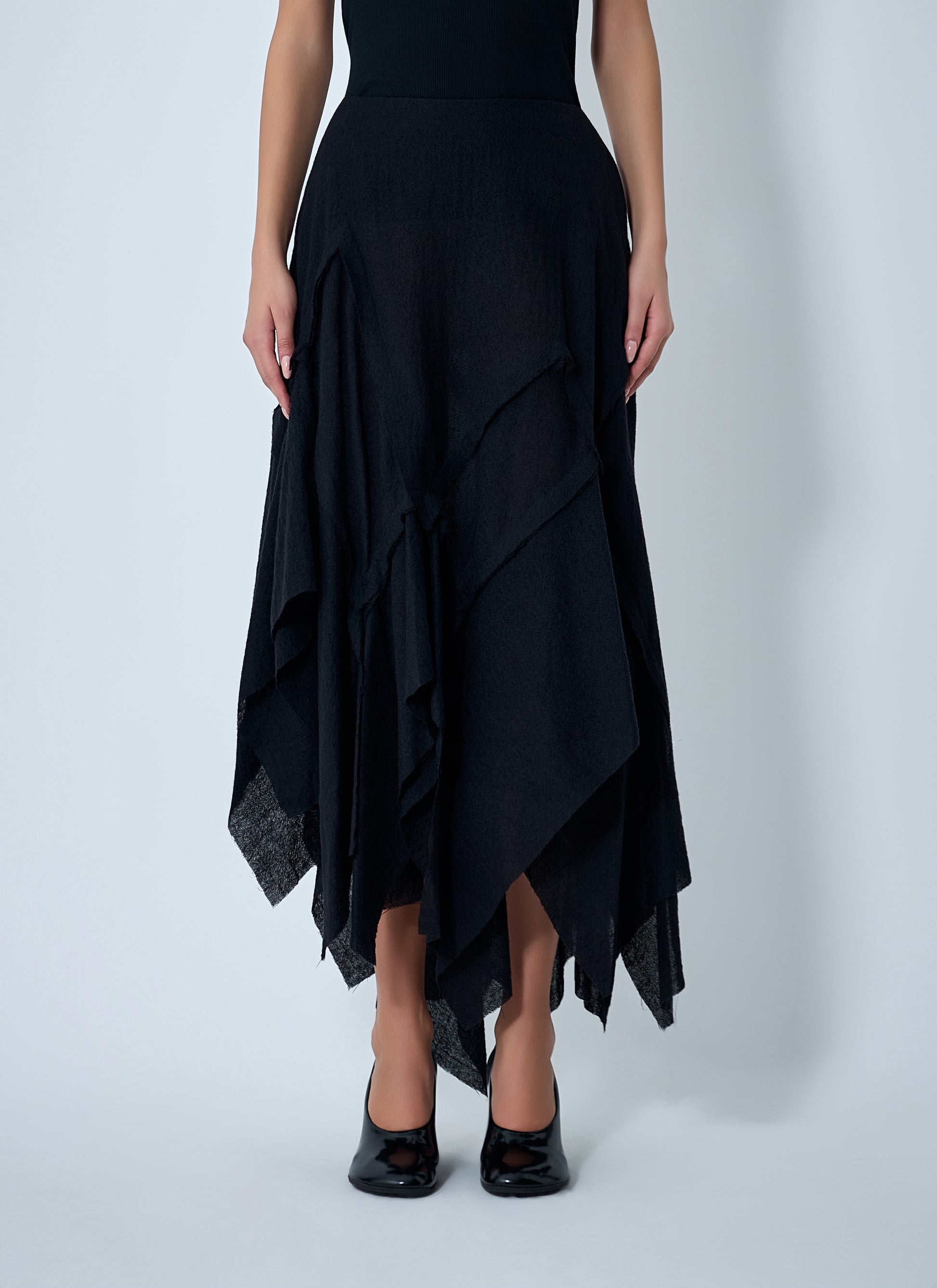 Yohji Yamamoto Women Gauzed Frilled Midi Skirt YOHJI YAMAMOTO