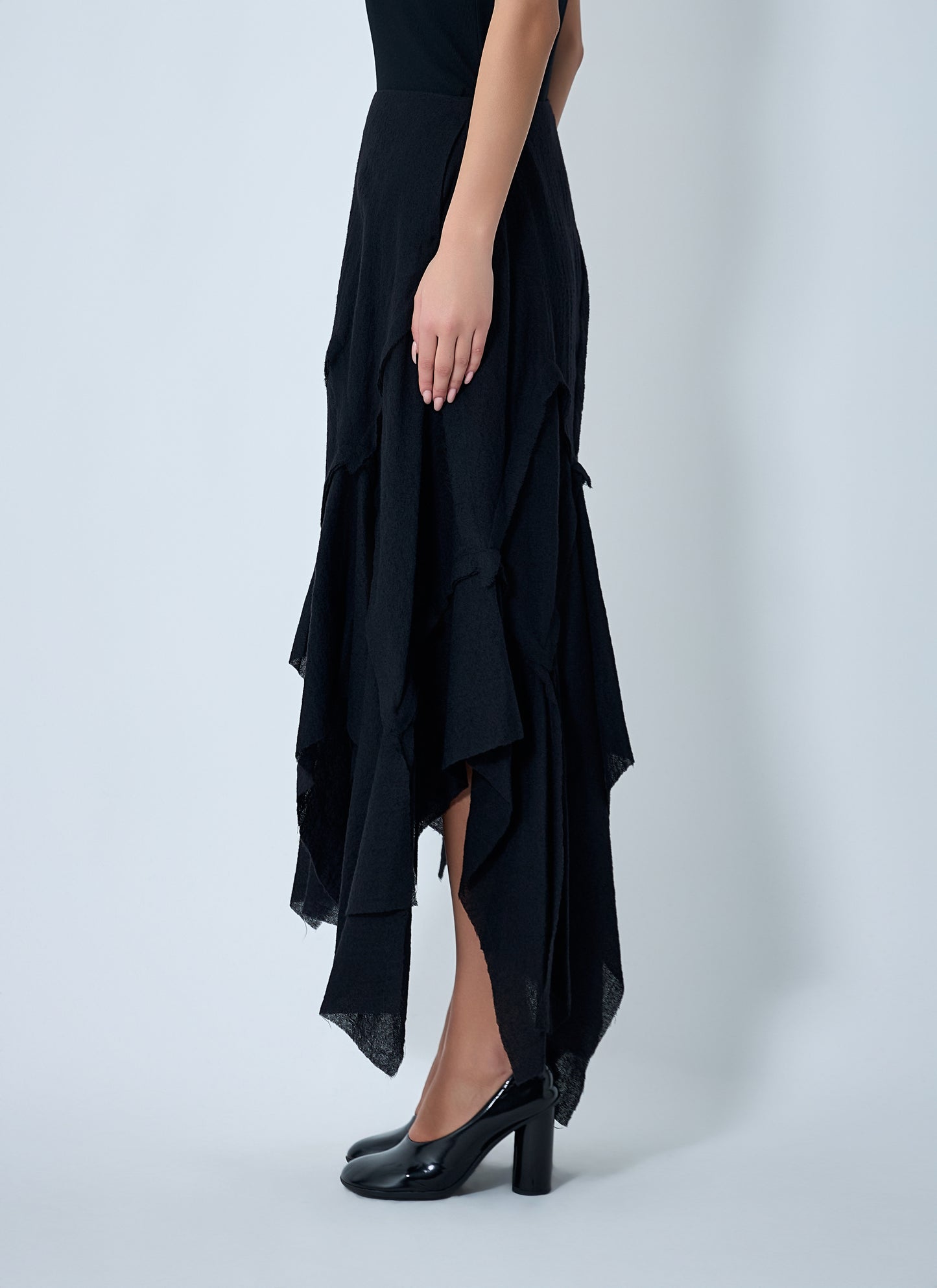 Yohji Yamamoto Women Gauzed Frilled Midi Skirt YOHJI YAMAMOTO