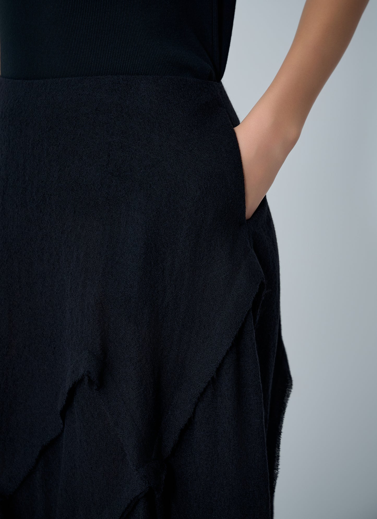 Yohji Yamamoto Women Gauzed Frilled Midi Skirt YOHJI YAMAMOTO