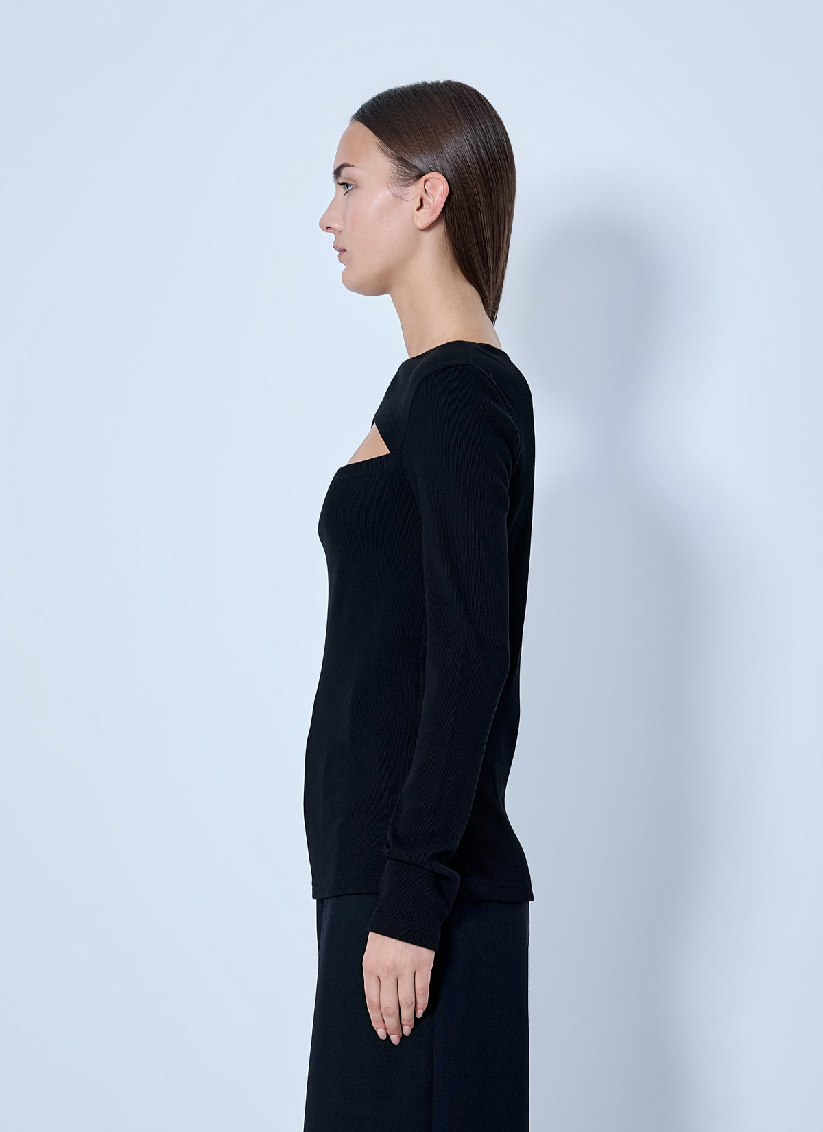 Yohji Yamamoto Women C/ Rib Slit Chest Long Sleeve T-Shirt YOHJI YAMAMOTO