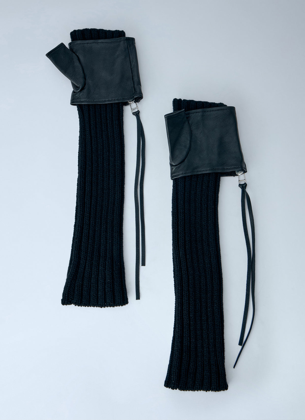 Yohji Yamamoto Women Long Ribbed Leather Gloves YOHJI YAMAMOTO