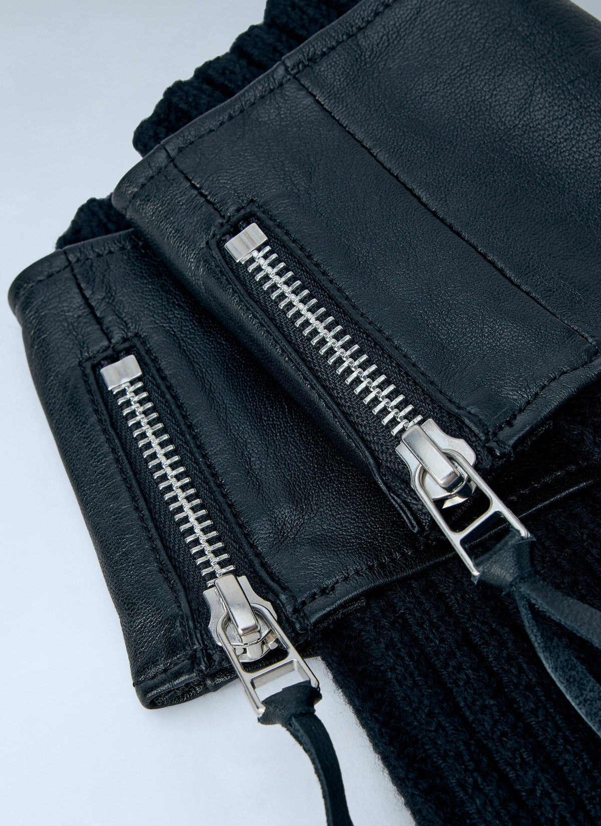 Yohji Yamamoto Women Long Ribbed Leather Gloves YOHJI YAMAMOTO