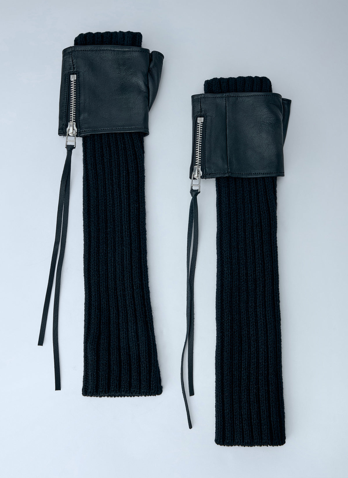 Yohji Yamamoto Women Long Ribbed Leather Gloves YOHJI YAMAMOTO