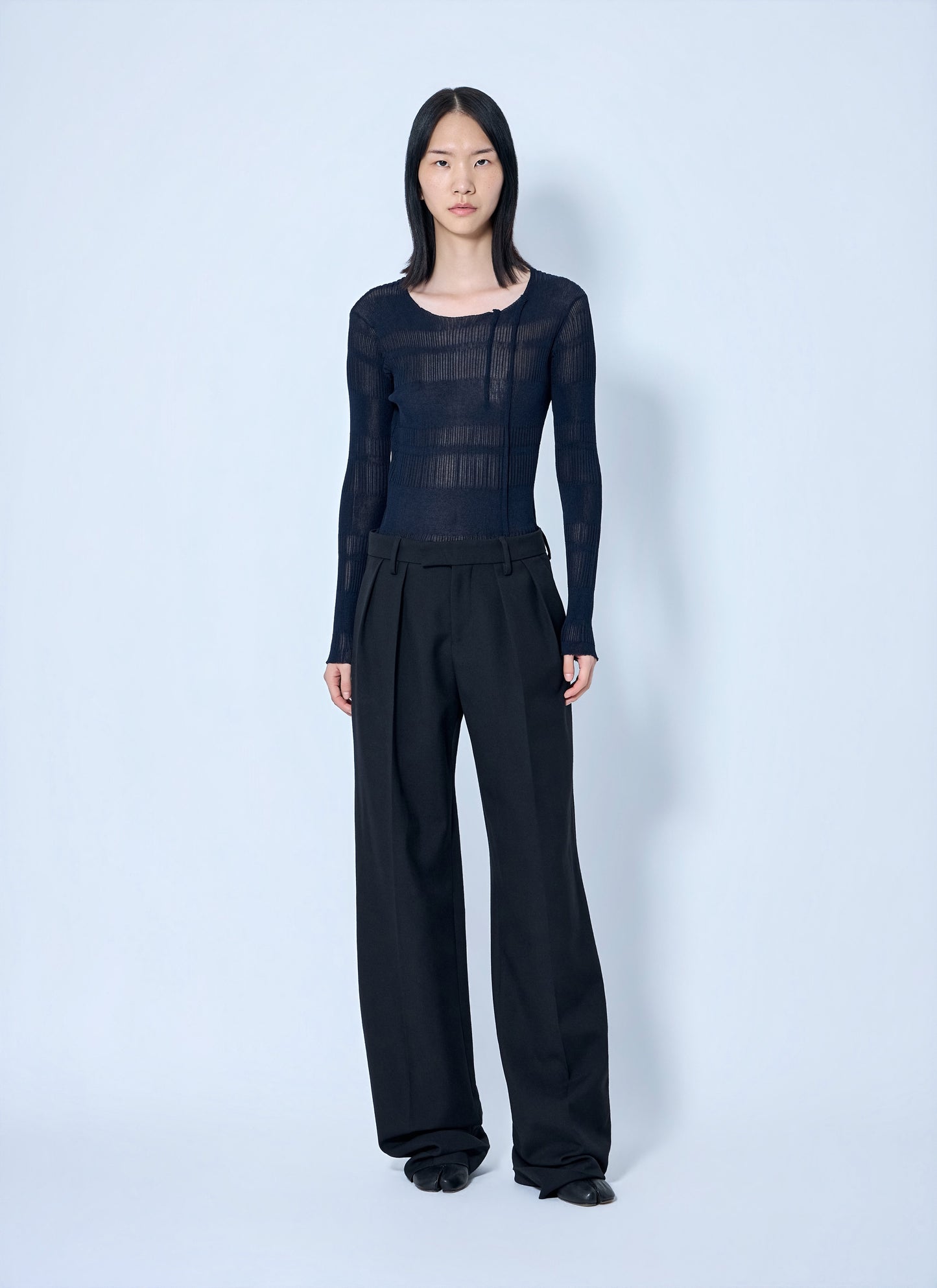 Yohji Yamamoto Women Rib Tuck D Round Neck Top YOHJI YAMAMOTO