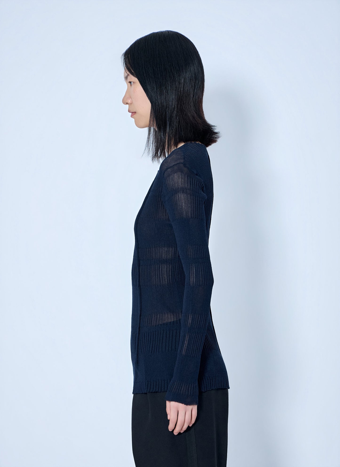 Yohji Yamamoto Women Rib Tuck D Round Neck Top YOHJI YAMAMOTO