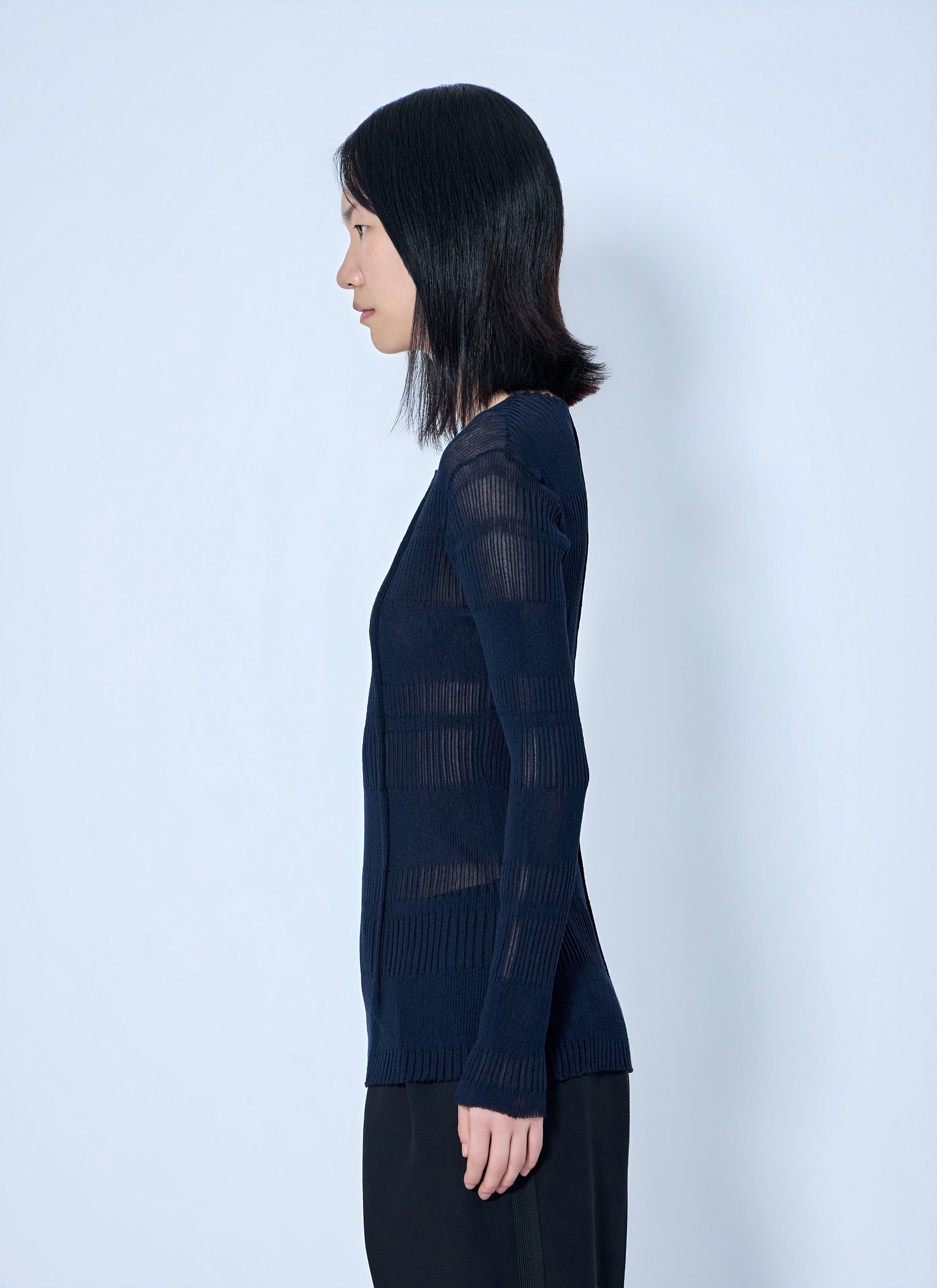 Yohji Yamamoto Women Rib Tuck D Round Neck Top YOHJI YAMAMOTO