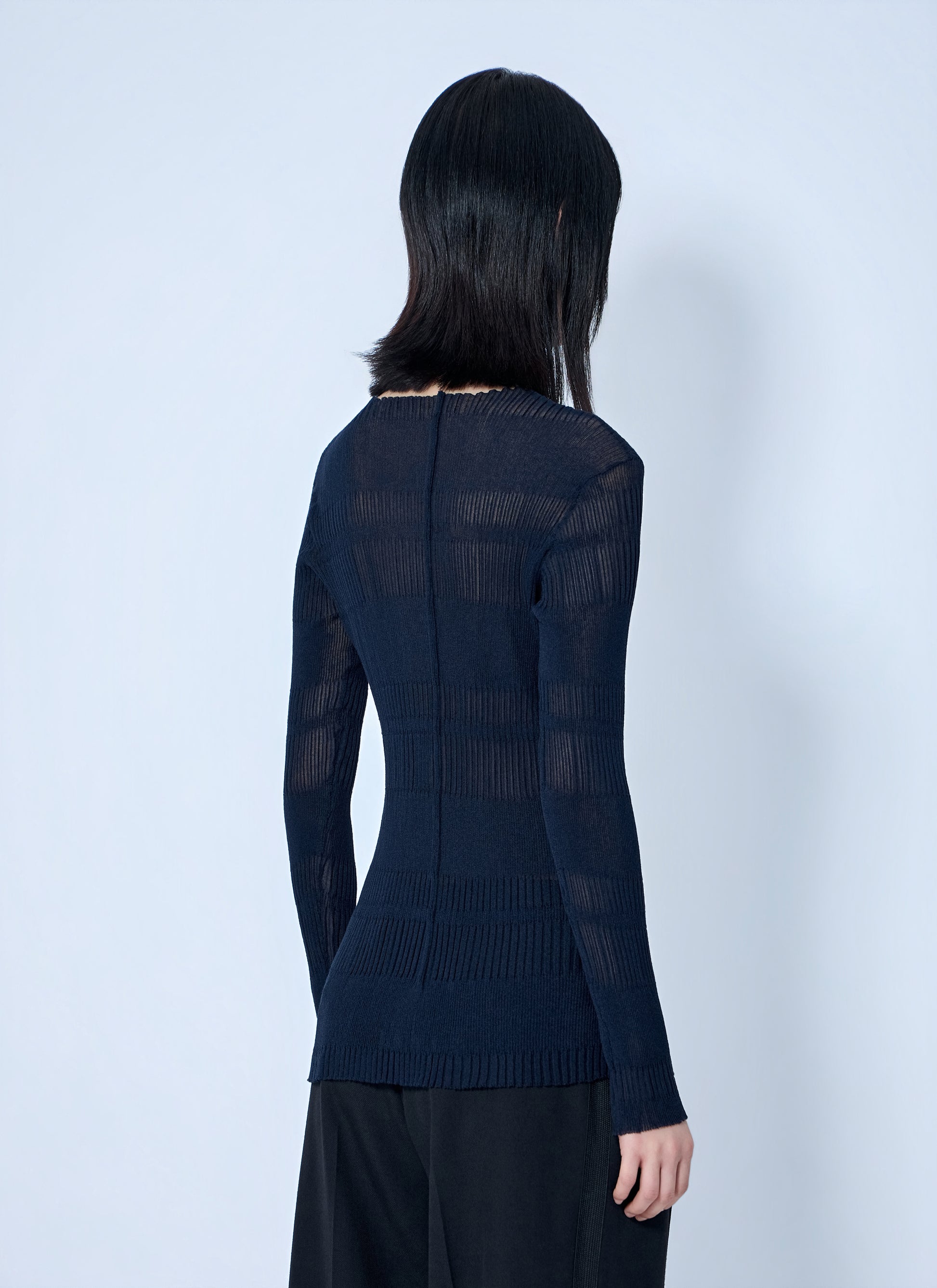 Yohji Yamamoto Women Rib Tuck D Round Neck Top YOHJI YAMAMOTO