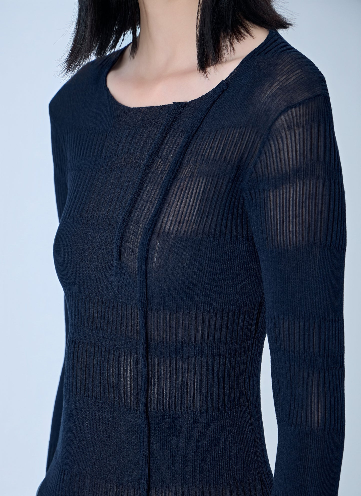Yohji Yamamoto Women Rib Tuck D Round Neck Top YOHJI YAMAMOTO