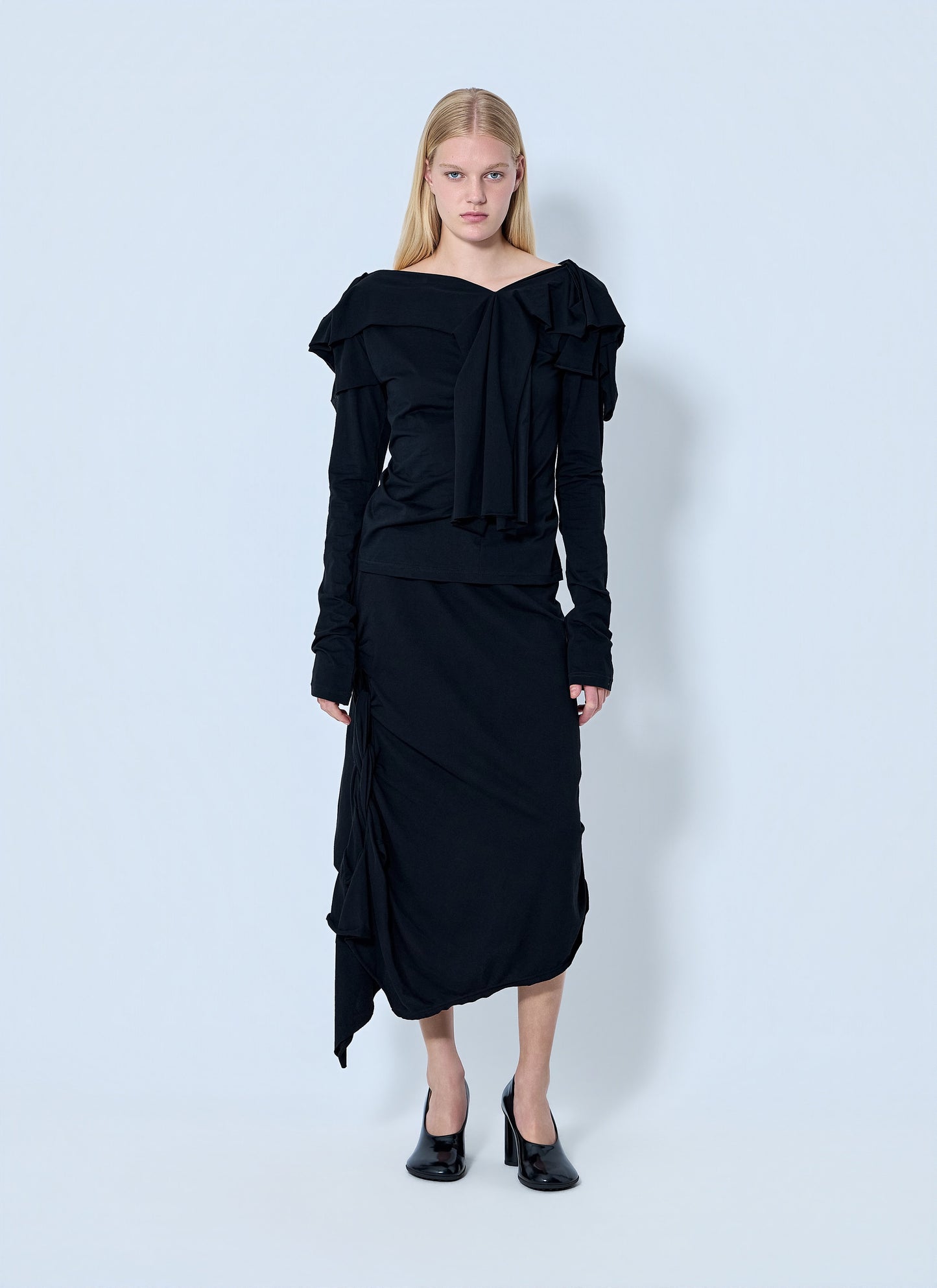 Yohji Yamamoto Women High Twisted French Terry Braided Skirt YOHJI YAMAMOTO