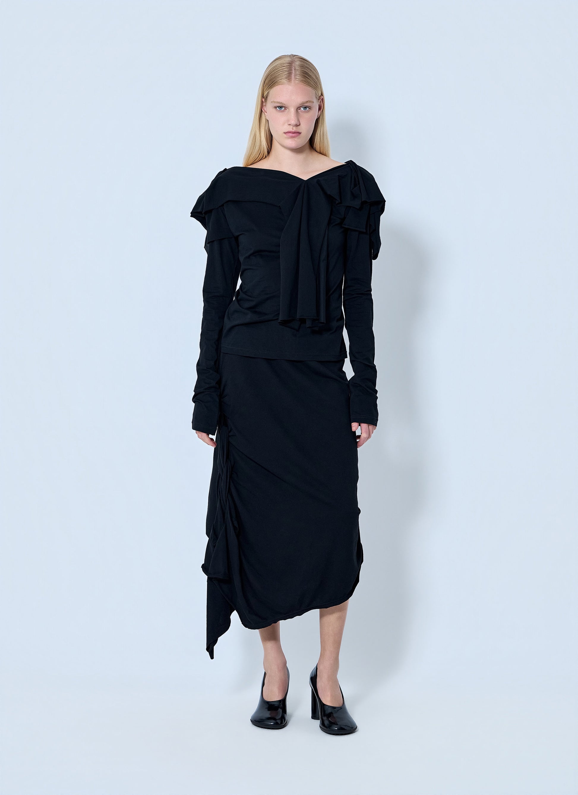 Yohji Yamamoto Women High Twisted French Terry Braided Skirt YOHJI YAMAMOTO