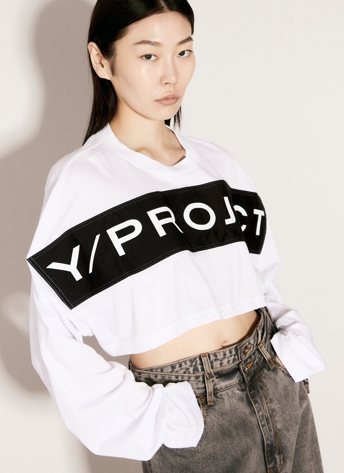 Y/Project Women Scrunched Logo Print T-Shirt Y PROJECT