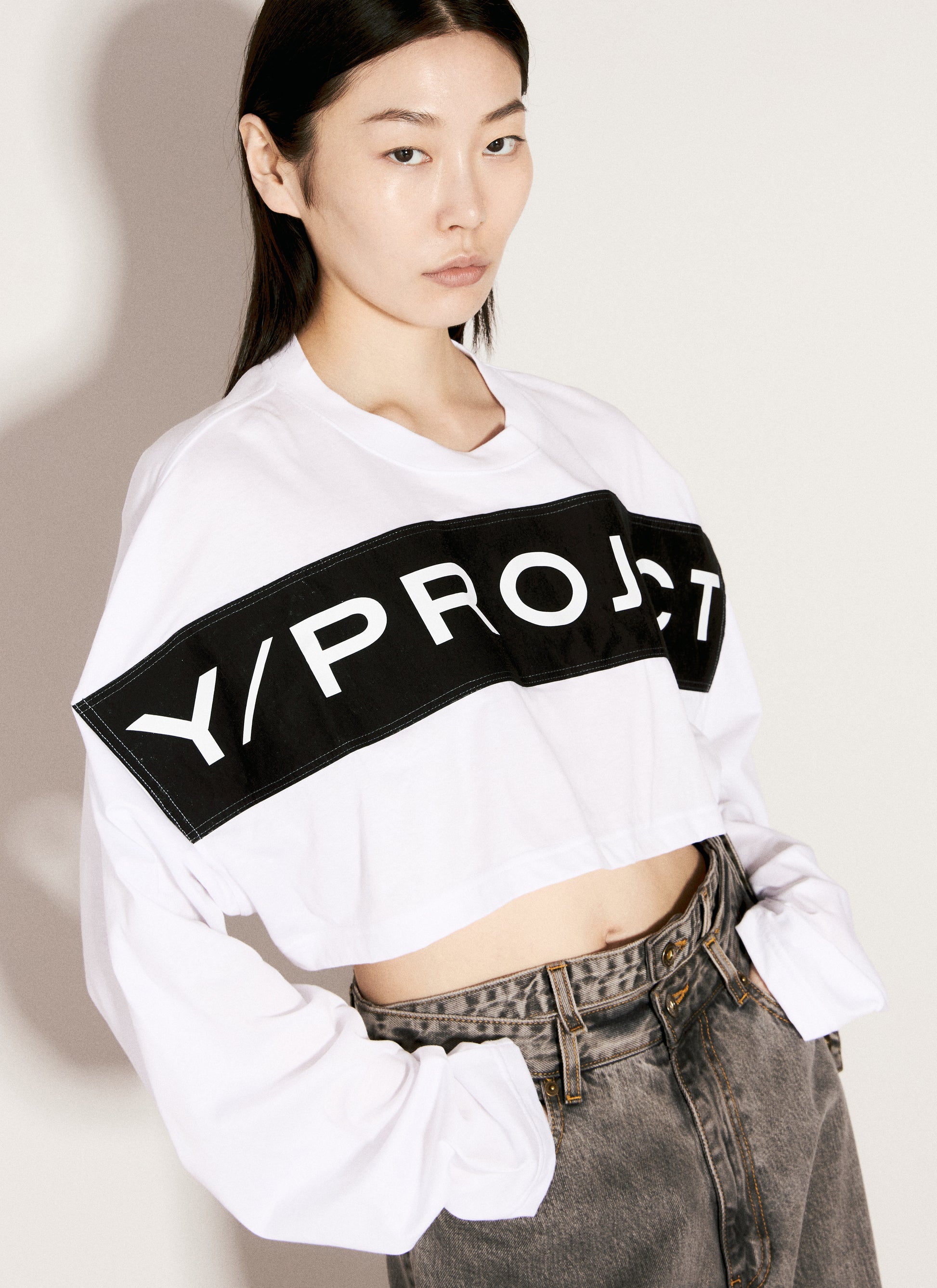 Y/Project Women Scrunched Logo Print T-Shirt Y PROJECT