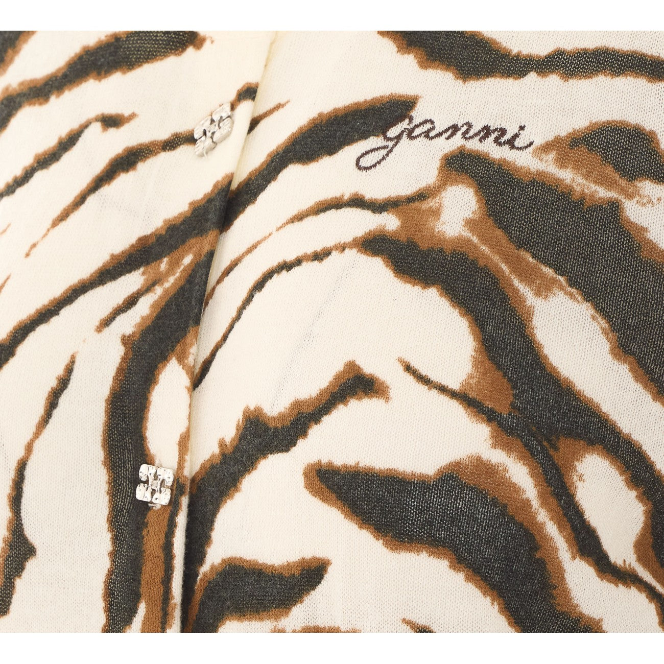 Ganni Women Zebra Printed Cardigan With Logo GANNI