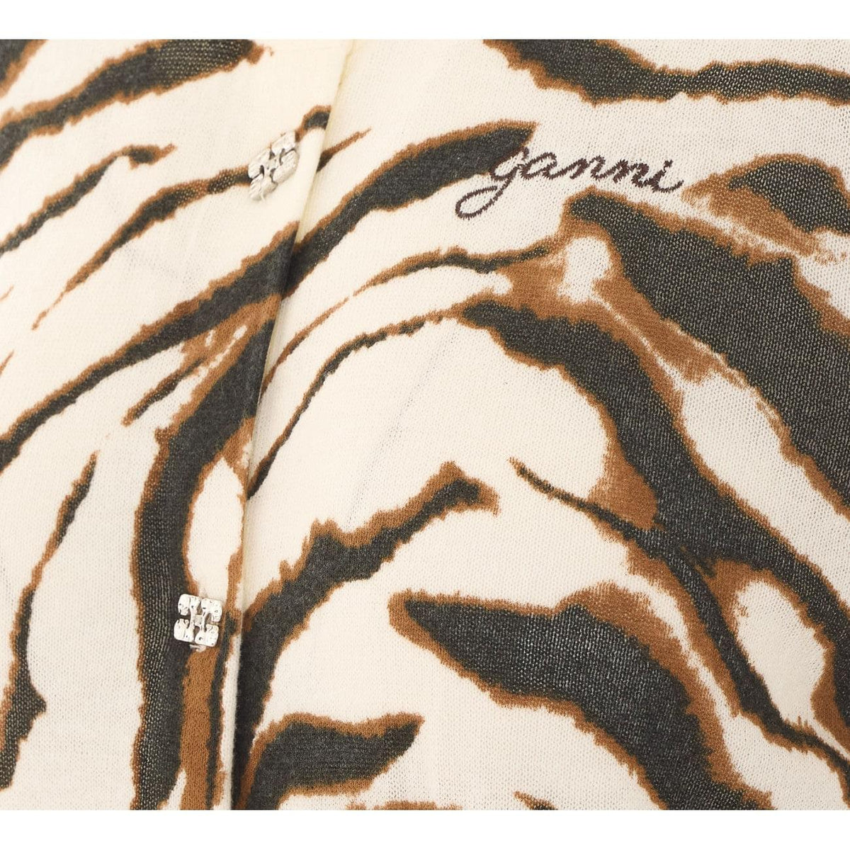 Ganni Women Zebra Printed Cardigan With Logo GANNI