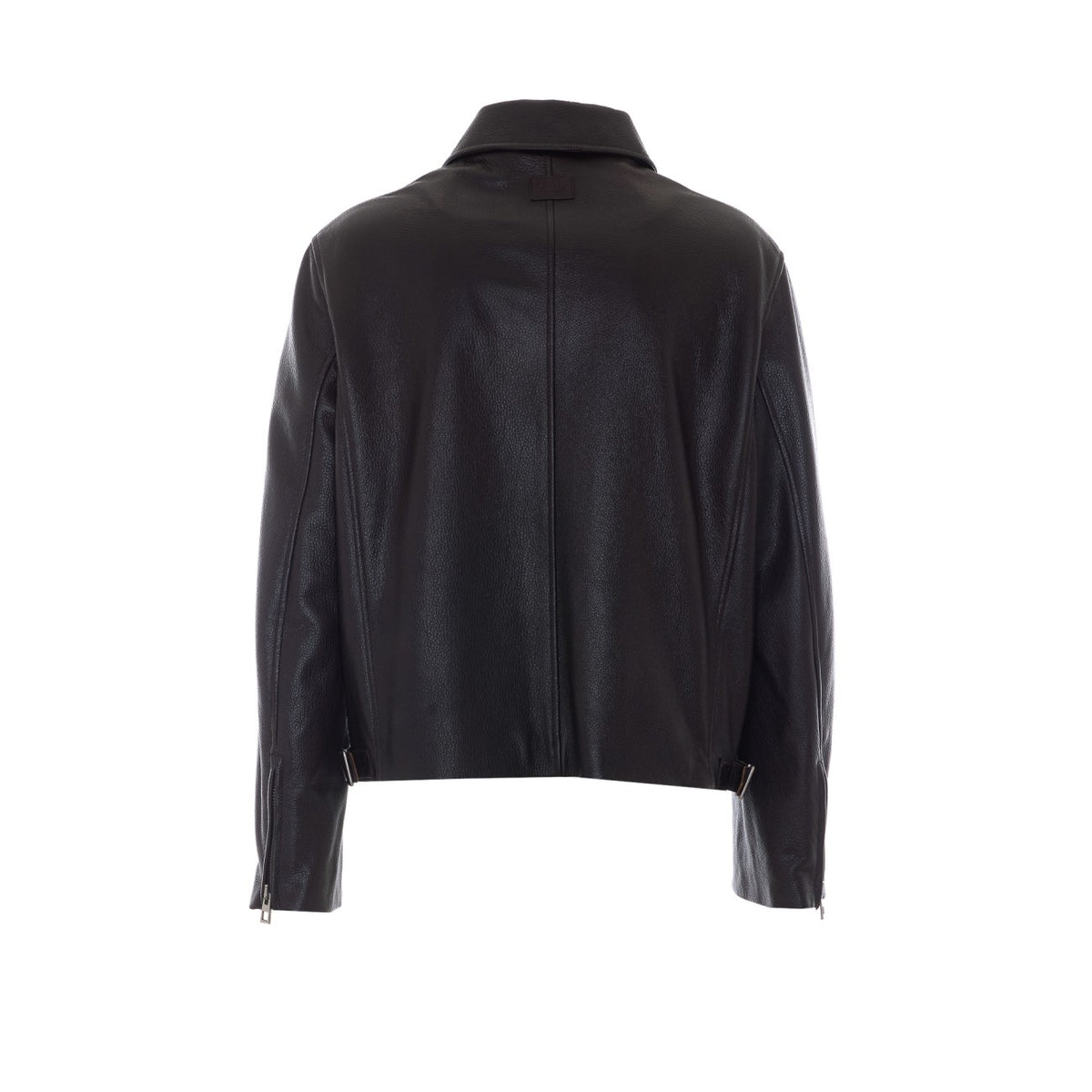 Loewe Men Zip Leather Jacket With Mini Anagram Logo LOEWE