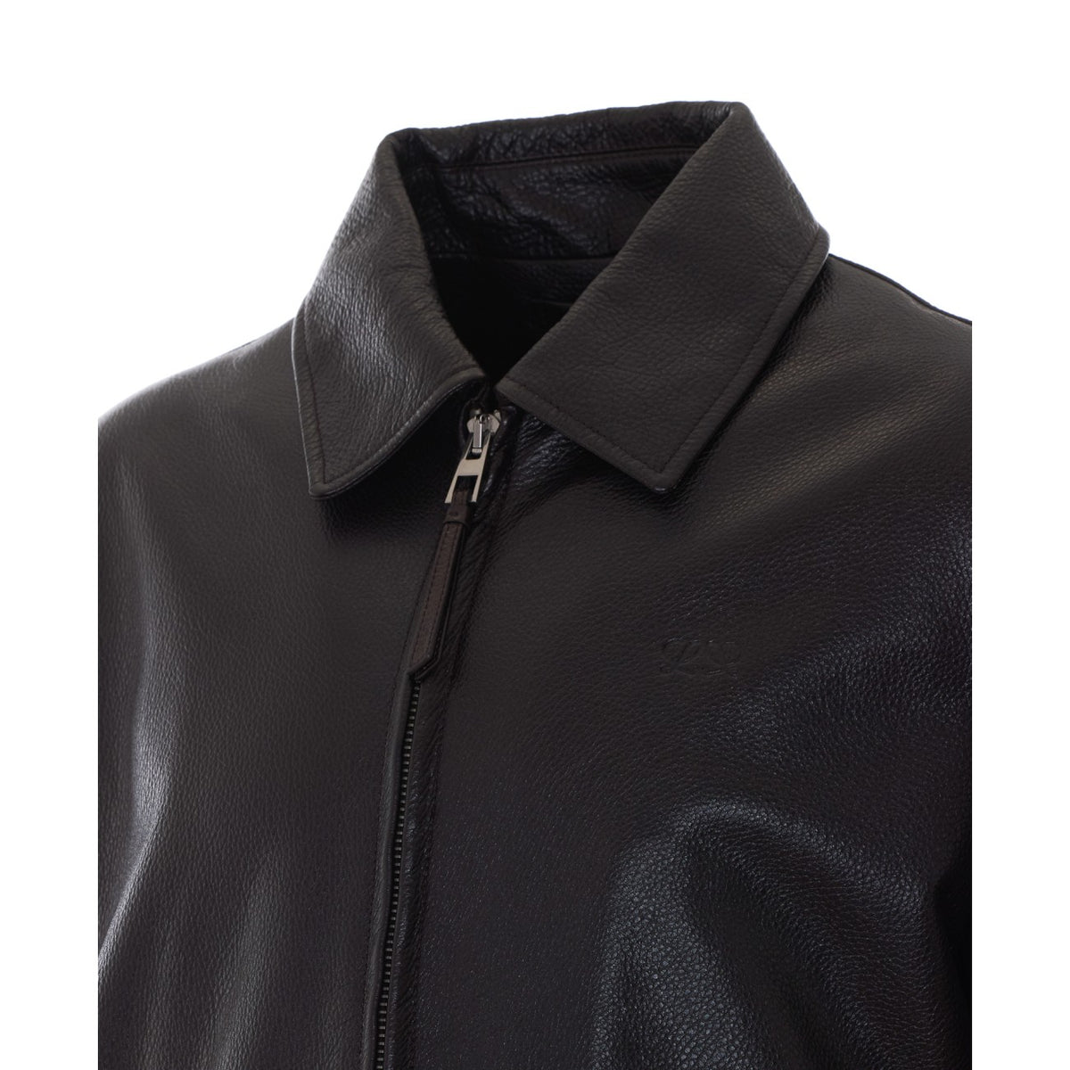 Loewe Men Zip Leather Jacket With Mini Anagram Logo LOEWE