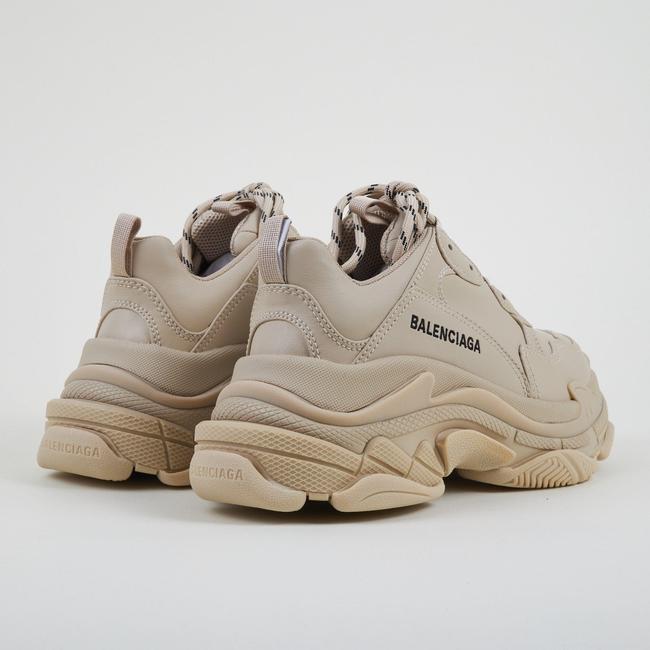 Balenciaga Women Beige Triple S Clear Sole Logo Faux Leather And Mesh "Stock" Sneakers