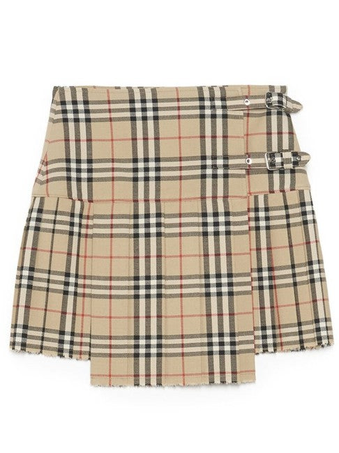 Burberry Women Beige Vintage Check Kilt Skirt