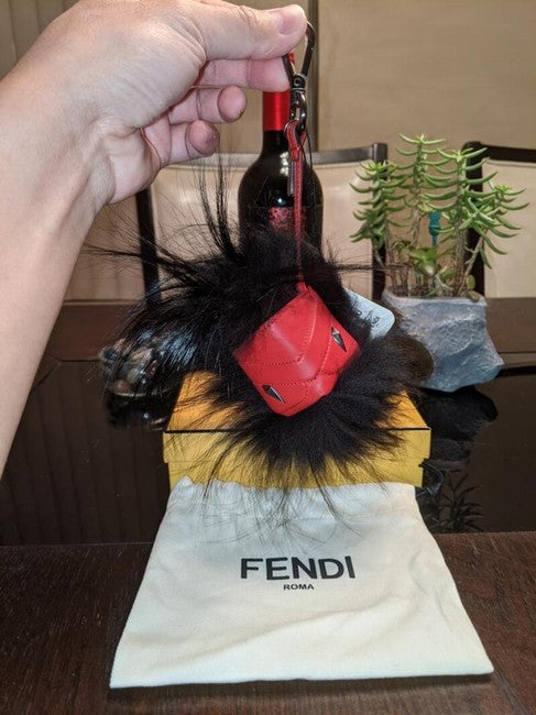 Fendi Women Black/Red Monster Charm Key Chain