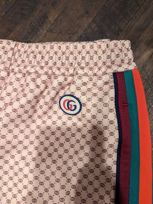 Gucci Women Beige Jersey Appliquéd Striped Printed Tech-Jersey Track Pants