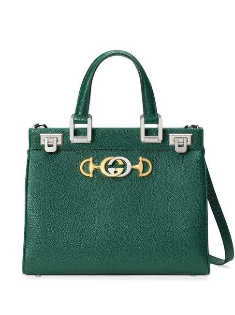 Gucci Women Zumi Small Green Textured Leather Shoulder Bag