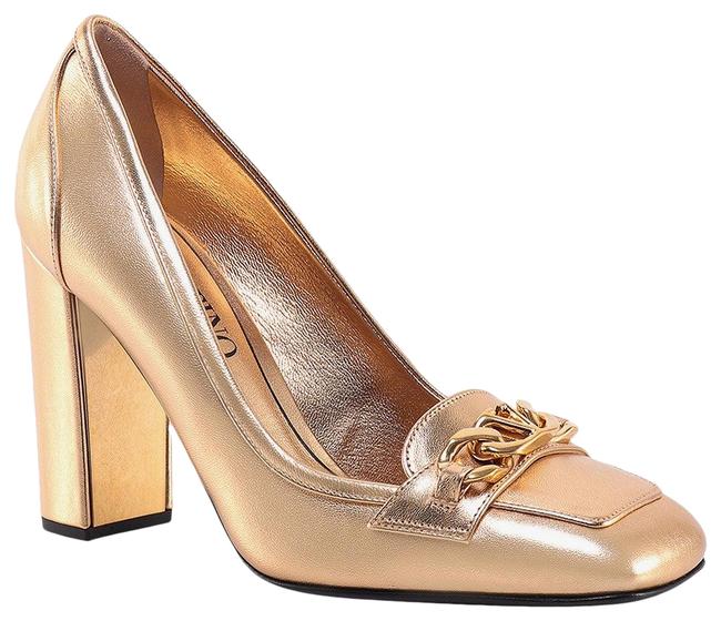 Valentino Women Gold Metallized Leather Dcollet Pumps