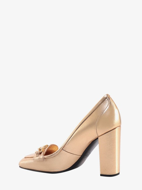 Valentino Women Gold Metallized Leather Dcollet Pumps